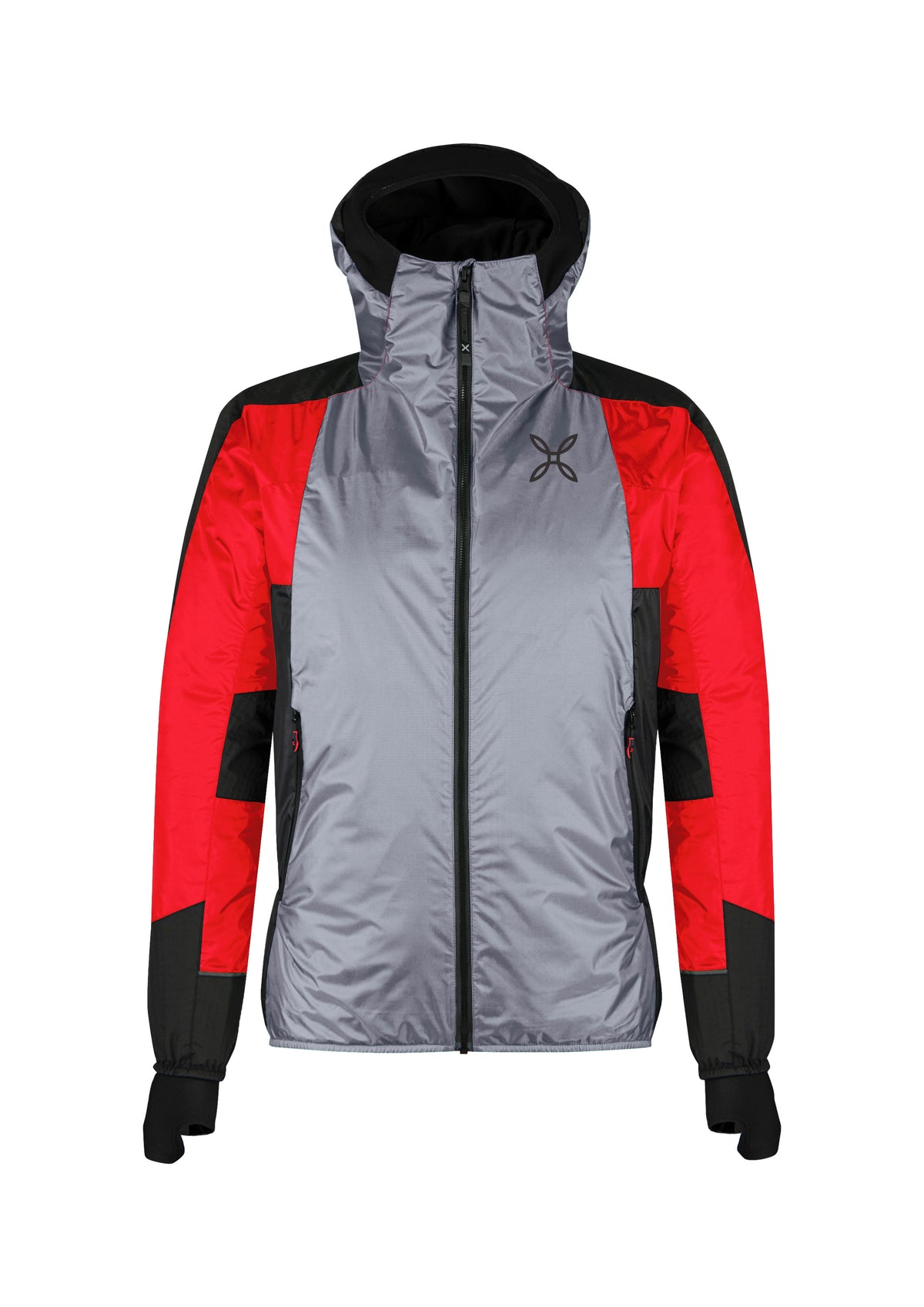 SKISKY EVO HOODED JACKET MID GREY/POWER RED