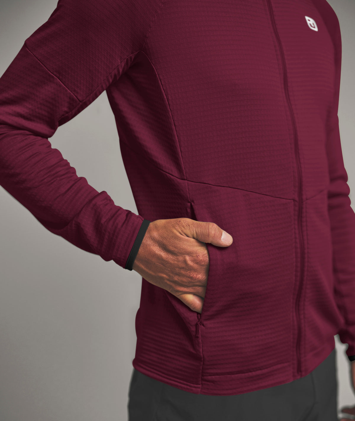 FLEECE LIGHT GRID HOODY M red malbec
